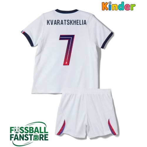 Paris Saint-Germain Khvicha Kvaratskhelia #7 Replik Auswärtstrikot Kinder 2026-27 Kurzarm (+ Kurze Hosen)